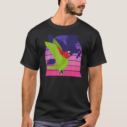 レトロオウムI翼ユニコーンI叫ぶ赤いマスク Tシャツ (正面)