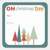 レトロオカラフルクリスマスツリー スクエアシール (正面)