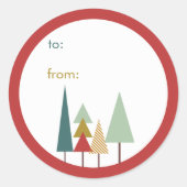 レトロオカラフルクリスマスツリー ラウンドシール (正面)