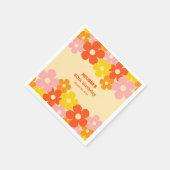 レトロオカラフルレンジボホフラワー50誕生日 スタンダードカクテルナプキン (角)