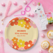 レトロオカラフルレンジボホフラワー50誕生日 ペーパープレート (パーティー)