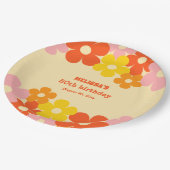 レトロオカラフルレンジボホフラワー50誕生日 ペーパープレート (アングル)