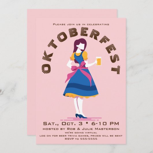 レトロオクトーバーフェストビアウーマンバーチャル 招待状 (正面/裏面)