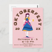 レトロオクトーバーフェストビアウーマン ポストカード (正面/裏面)