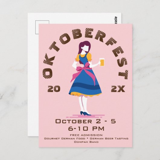 レトロオクトーバーフェストビアウーマン ポストカード (正面/裏面)