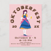 レトロオクトーバーフェストビアウーマン ポストカード (正面)