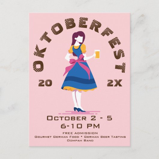 レトロオクトーバーフェストビアウーマン ポストカード (正面)