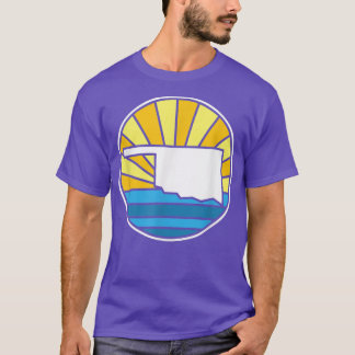 レトロオクラホマサンセット70sステンドグラスデザイン tシャツ