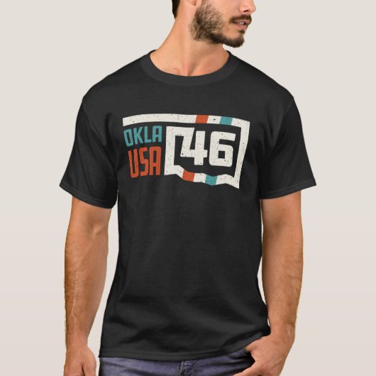 レトロオクラホマ州マップOkla USA 46州Vinta Tシャツ (正面)