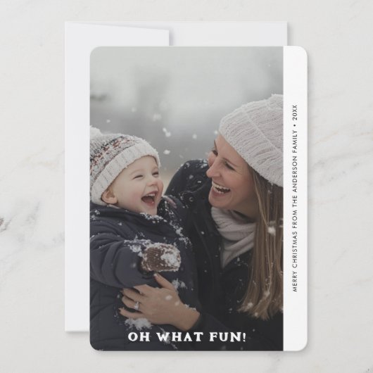 レトロオシンプルー何おもしろいクリスマスファミリーフォト シーズンカード (正面)