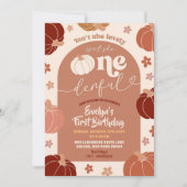 レトロオネダーフルアーチカボチャ1st誕生日 招待状 (正面)