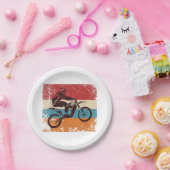 レトロオフロードオートバイモトクロスエンデューロ ペーパープレート (パーティー)