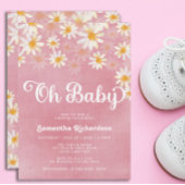 レトロオベビーデイジーベビーシャワー招待状 招待状