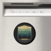 レトロオマハネブラスカNE州マウンテンズヴィンテージ マグネット (インサイチュ (食洗機))