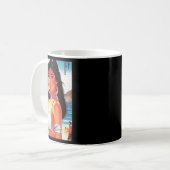 レトロオリエンタル女子ステッカー コーヒーマグカップ (正面左)
