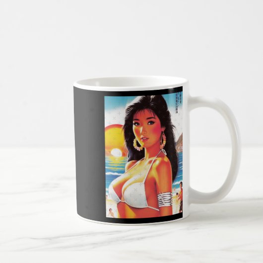 レトロオリエンタル女子ステッカー コーヒーマグカップ (右)