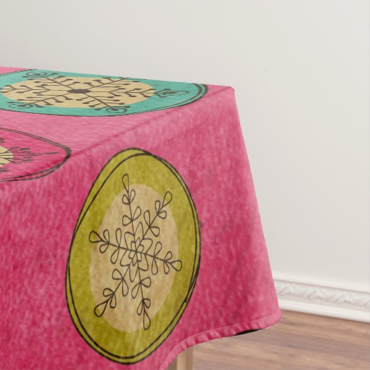 レトロオルブスノーフレークスオンピンクタブレクロス テーブルクロス (インサイチュ)