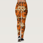 レトロオルブドットズ'60s'70sオレンジブラウンベージュデザイン レギンス (裏面)