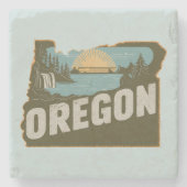レトロオレゴンのシルエット ストーンコースター (正面)