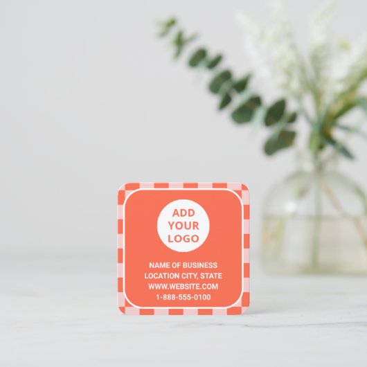 レトロオレンカスタムジのロゴとQRコード スクエア名刺 (スタンド正面)