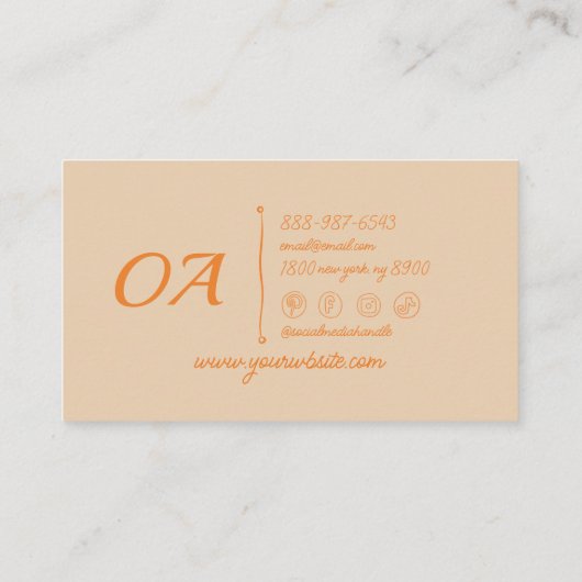 レトロオレンカラフルジはっきりした・グルーヴィトレンディーユニーク 名刺 (裏面)