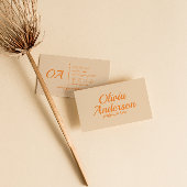 レトロオレンカラフルジはっきりした・グルーヴィトレンディーユニーク 名刺