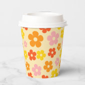 レトロオレンカラフルジボホフラワーハッピーバースデー 紙コップ (裏面)