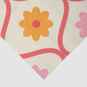レトロオレンジとピンクの花のオージェパターン 薄葉紙 (詳細)