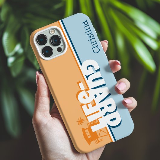 レトロオレンジとブルーのライフガード 名前入り Case-Mate iPhoneケース