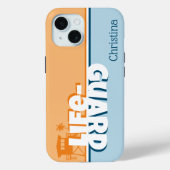 レトロオレンジとブルーのライフガード 名前入り Case-Mate iPhoneケース (裏面)