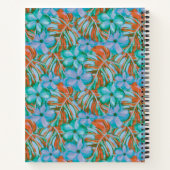 レトロオレンジとブルーの花模様 ノートブック (裏面)