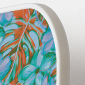 レトロオレンジとブルーの花模様 ピックルボールラケット (左詳細)