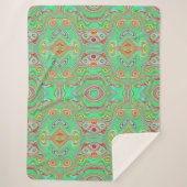 レトロオレンジとライムグリーン抽象芸術パターン シェルパブランケット (正面)