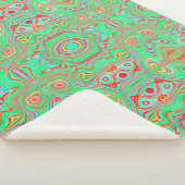 レトロオレンジとライムグリーン抽象芸術パターン シェルパブランケット (3/4)