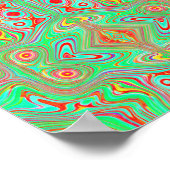 レトロオレンジとライムグリーン抽象芸術パターン ポスター (角)