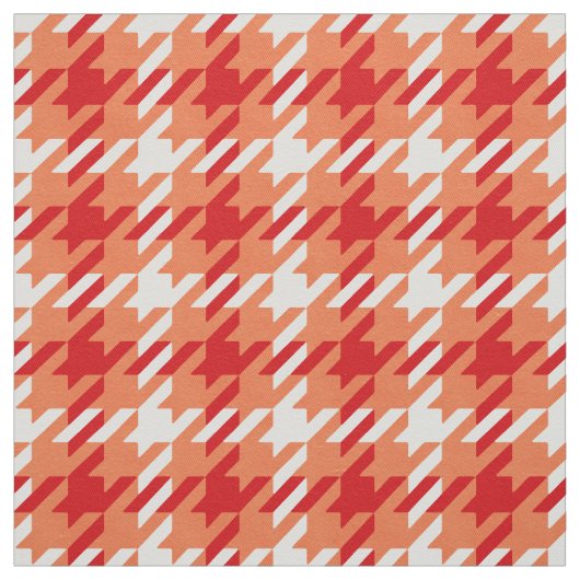 レトロオレンジと赤い千鳥格子の格子模様 ファブリック (見本)
