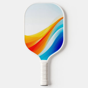 レトロオレンジと青の抽象芸術曲線 ピックルボールラケット