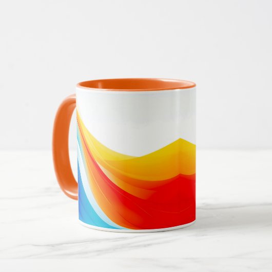 レトロオレンジと青の抽象芸術曲線 マグカップ (正面左)