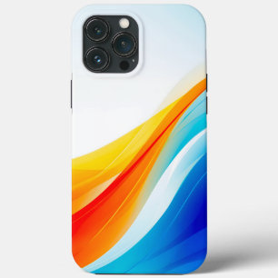 レトロオレンジと青の抽象芸術曲線 iPhone 13 PRO MAXケース