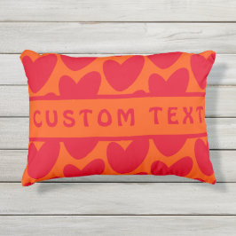 レトロオレンジとGroovy赤いハート アウトドアクッション