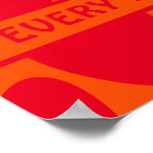 レトロオレンジとGroovy赤いハート ポスター (角)