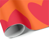 レトロオレンジとGroovy赤いハート ラッピングペーパー (ロールコーナー)