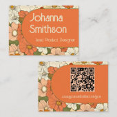 レトロオレンジのグルーブフローラマイティ通話カード コーリングカード (正面/裏面)