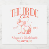 レトロオレンジの花嫁の独身最後の夜 スパークリングワインラベル (シングルラベル)