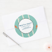 レトロオレンジの鳥オン樺の木ツリービジネス ラウンドシール (封筒)