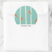 レトロオレンジの鳥オン樺の木木ありがとう ラウンドシール (バッグ)