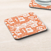 レトロオレンジまたは任意の色の電話パターン コースター (左側)