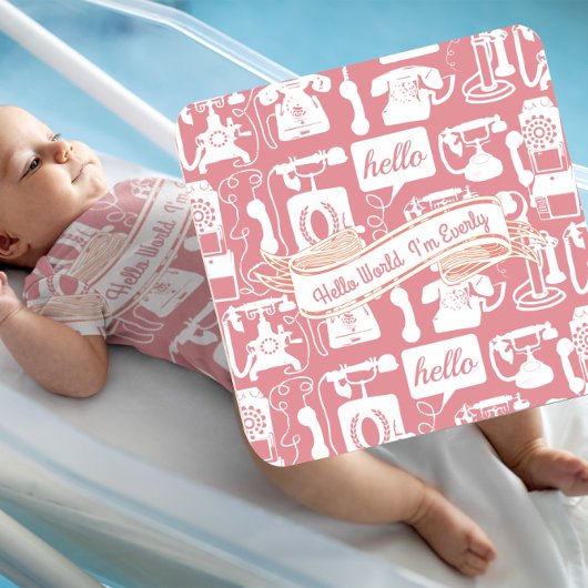 レトロオレンジまたは任意の色の電話パターン コースター