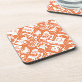レトロオレンジまたは任意の色の電話パターン コースター (左側)