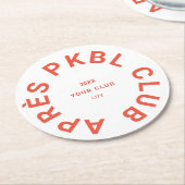 レトロオレンジアペレPKBLクラブクレストピックボール ラウンドペーパーコースター (アングル)